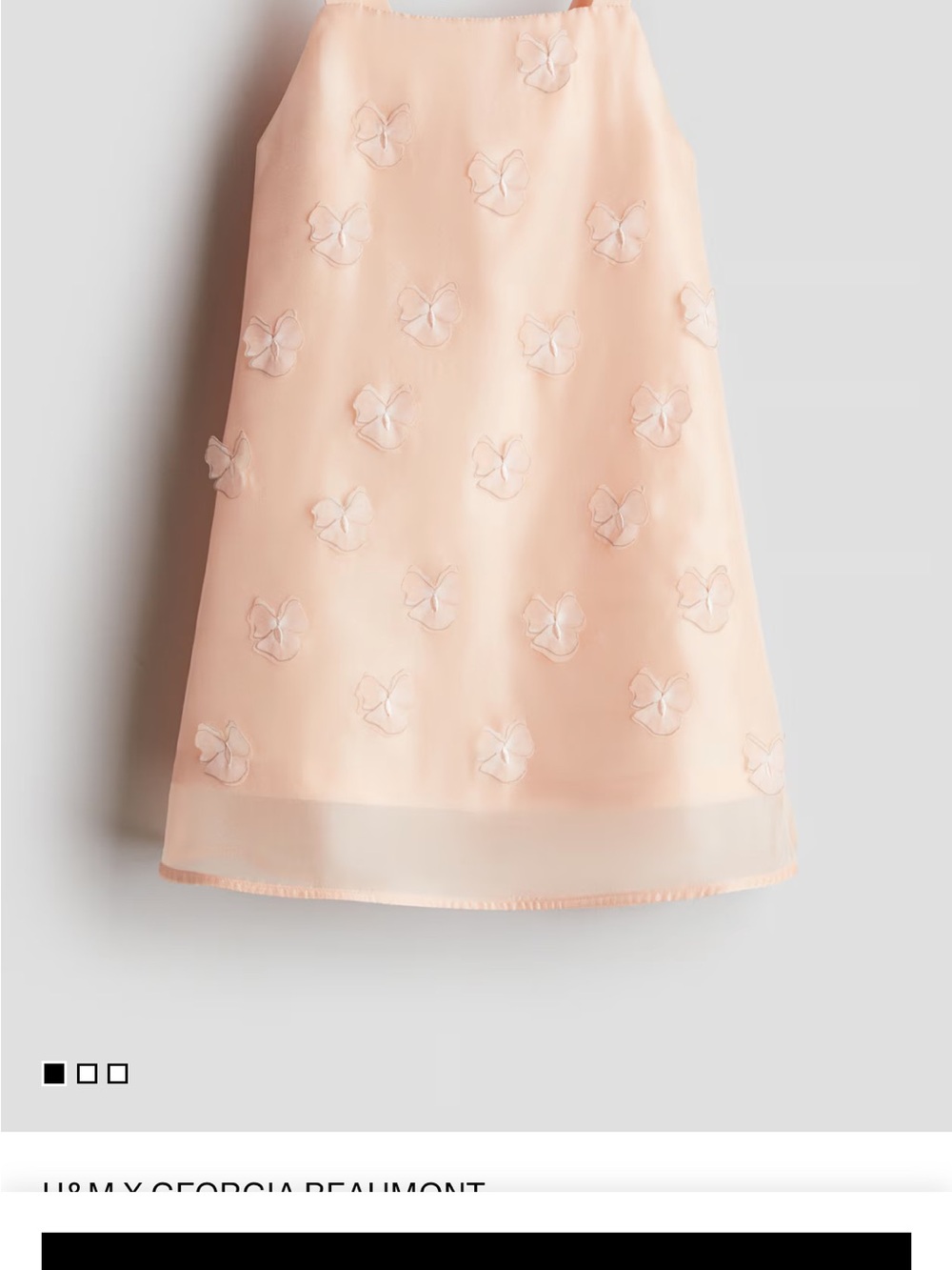 H&M Peach Pink Organza Butterfly Appliquรฉ Dress